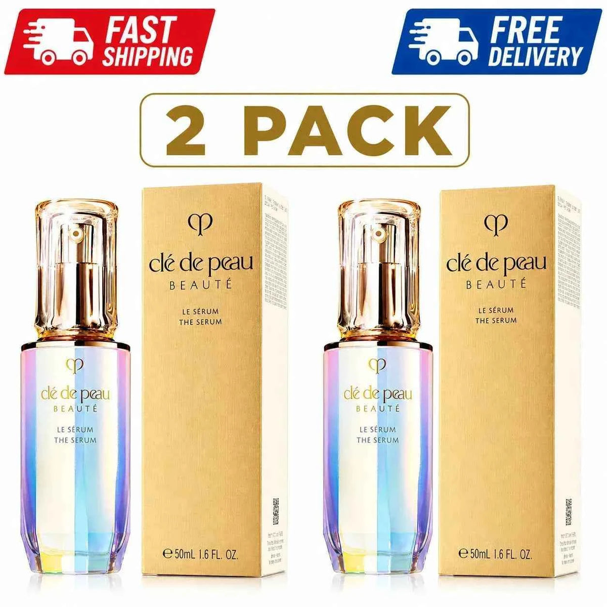 2 Pack Cle de Peau Beaute The Serum Full Size 50mL / 1.6 Oz NIB Luxury Skincare