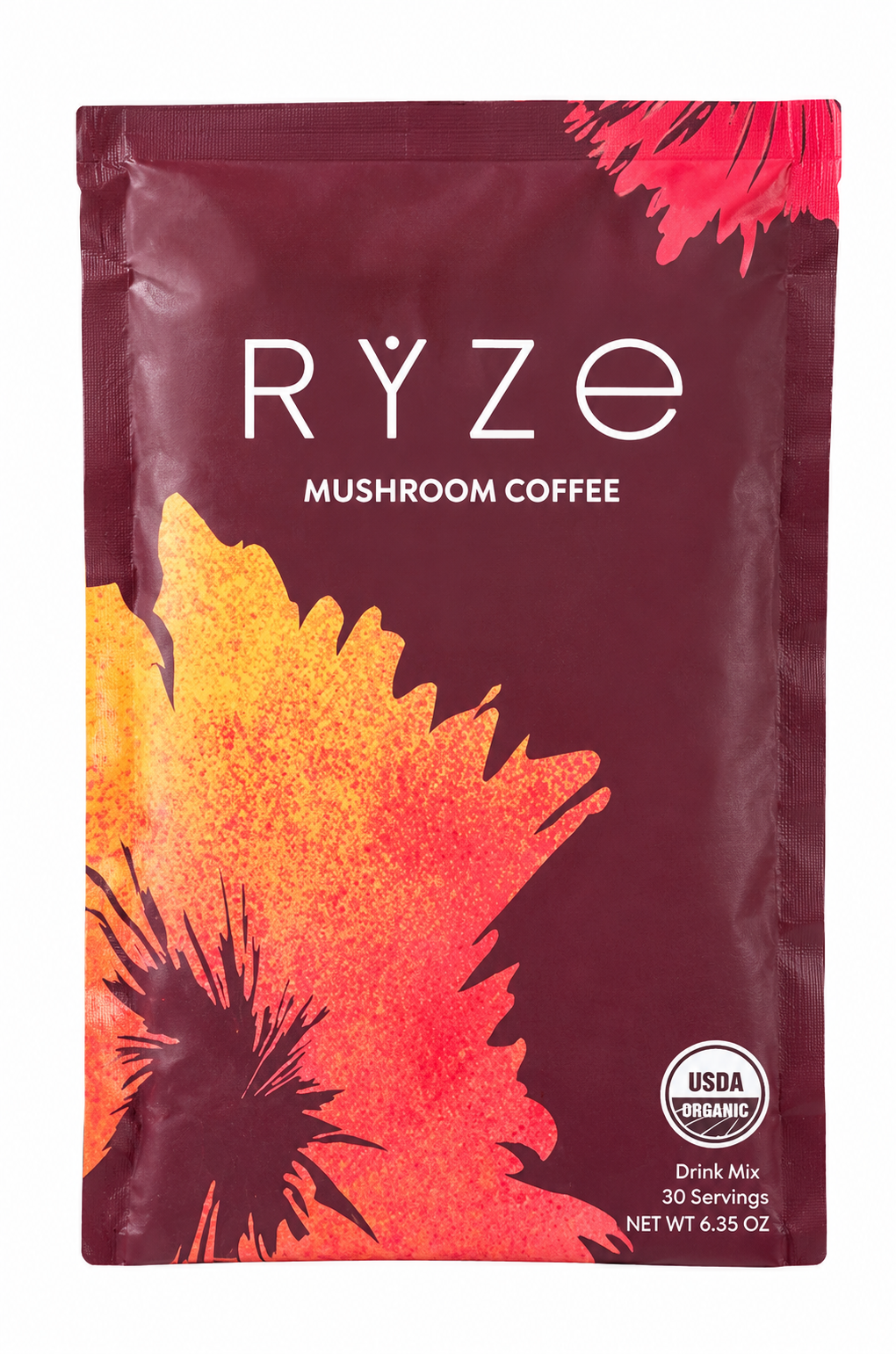 RYZE Mushroom Coffee Organic Functional Coffee Blend – 6.35 oz (180g), Instant Mushroom Coffee Mix