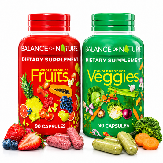 Balance of Nature Fruits & Veggies Capsules 180 Count Set – Whole Food Vegan Supplement