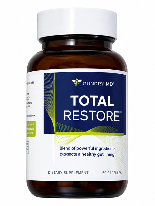 Gundry MD Total Restore, Total Restore 90 Capsules, gut health supplement, gut lining support supplement, digestive health capsules, Gundry MD supplement, digestive wellness supplement, L-Glutamine supplement, gut support formula, botanical digestive supplement

