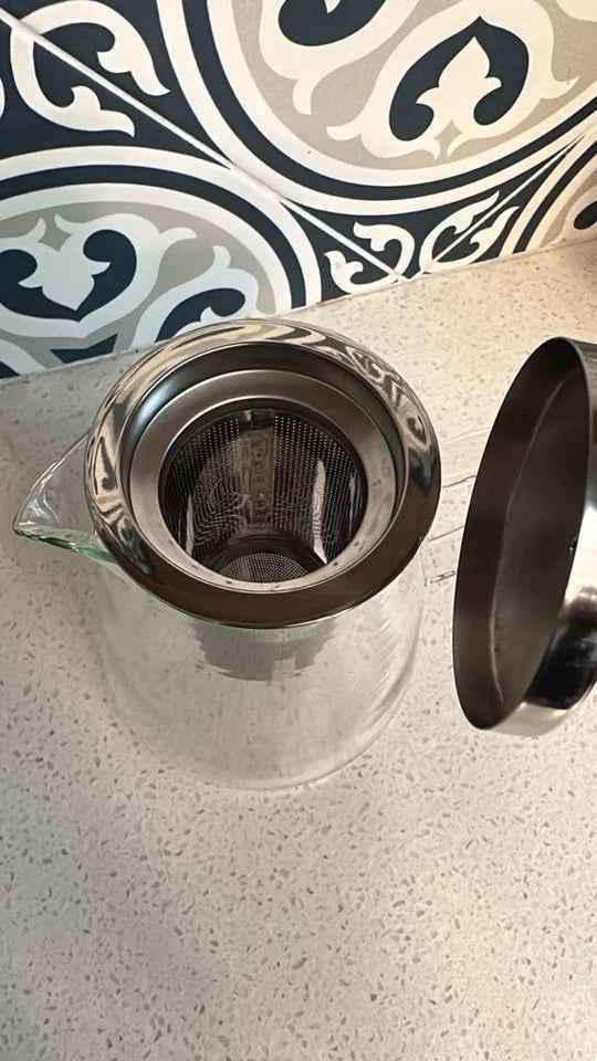 Clear Glass Teapot with Stainless Steel Infuser & Lid - 32 oz / 950ml