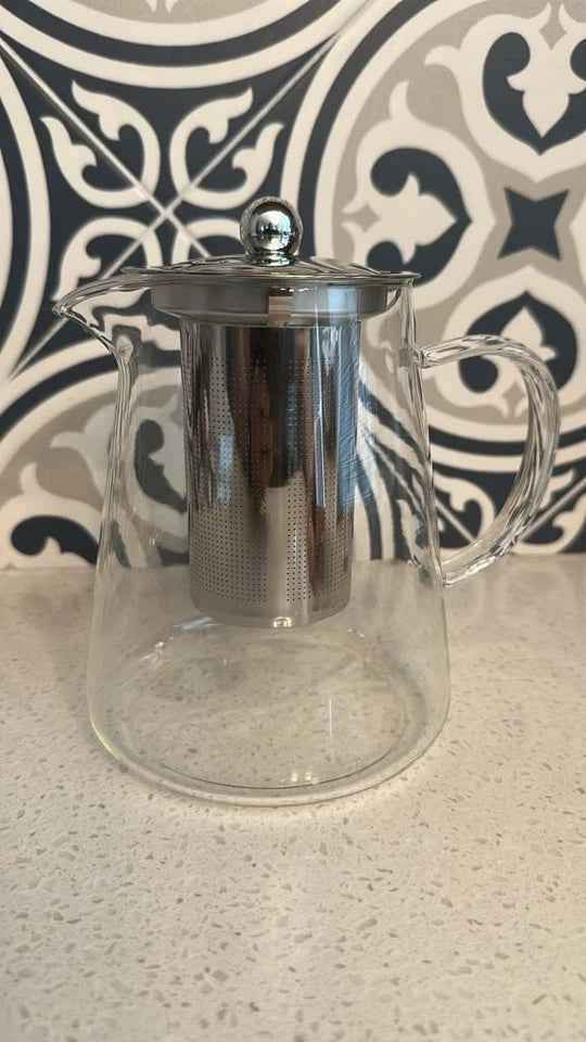 Clear Glass Teapot with Stainless Steel Infuser & Lid - 32 oz / 950ml